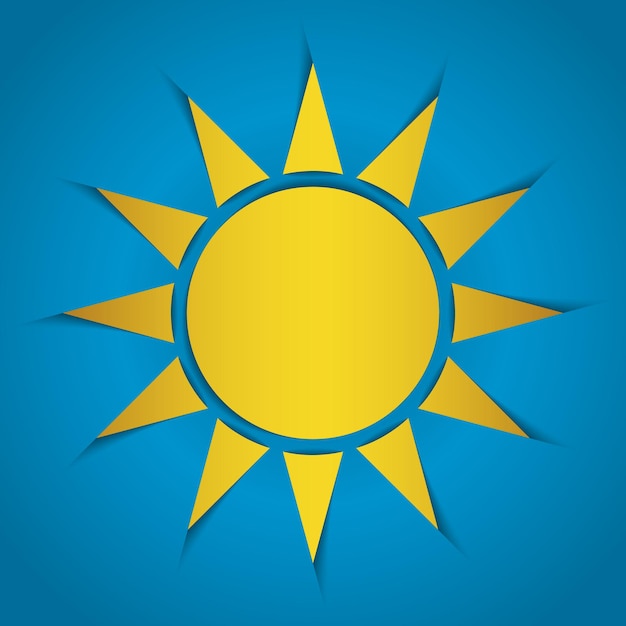 Vector sol amarillo de dibujos animados sobre fondo azul plantilla de diseño infantil gráfico ilustración vectorial eps10
