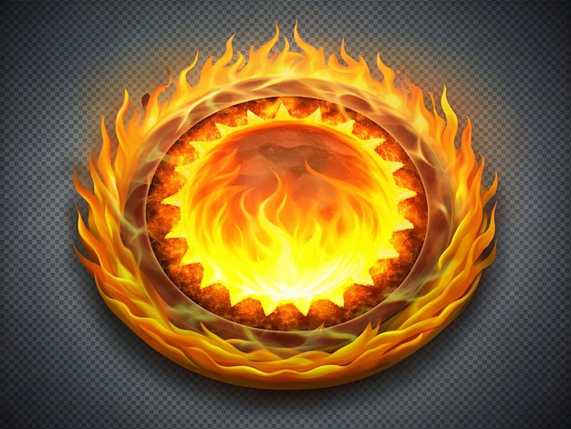 Sol ardiente con círculo ardiente