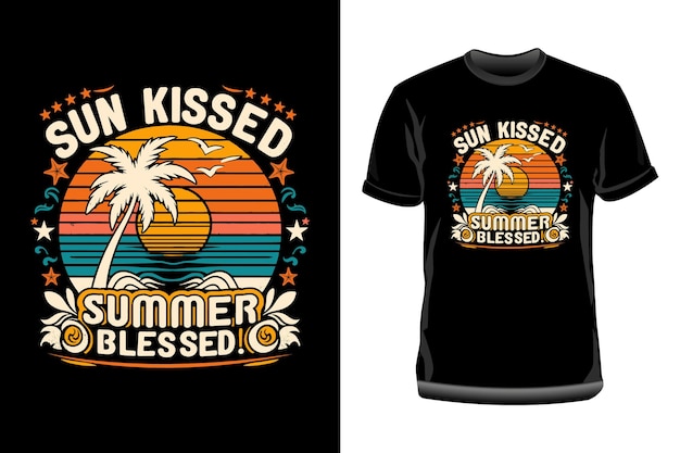 El sol besó el verano bendito el diseño de camisetas de verano Retro Vector diseño de camisetas de verano