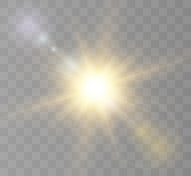 El sol brillante brilla con rayos cálidos ilustración vectorial