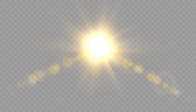 El sol brillante brilla con rayos cálidos en las playas Golden Star golden flash png Imagen vectorial
