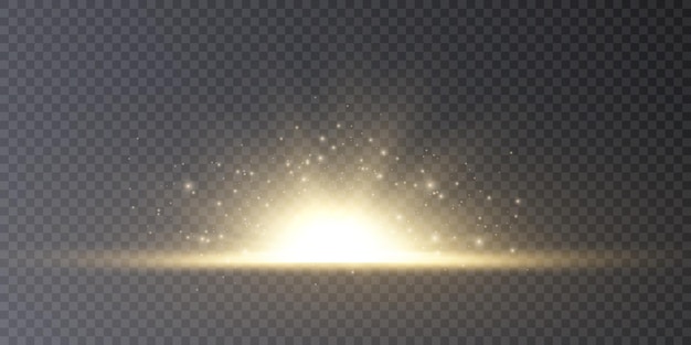 Sol brillante con luces brillantes en un gradiente vectorial de fondo transparente