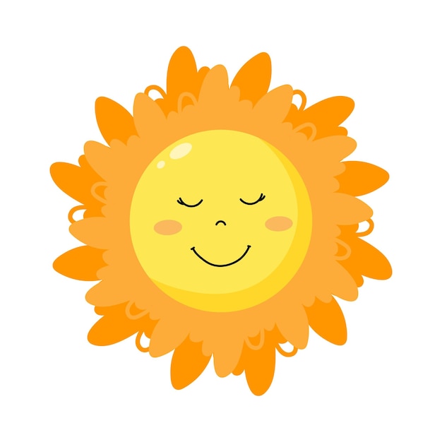 Sol brillante y sonriente con rayos que brillan en una ilustración alegre