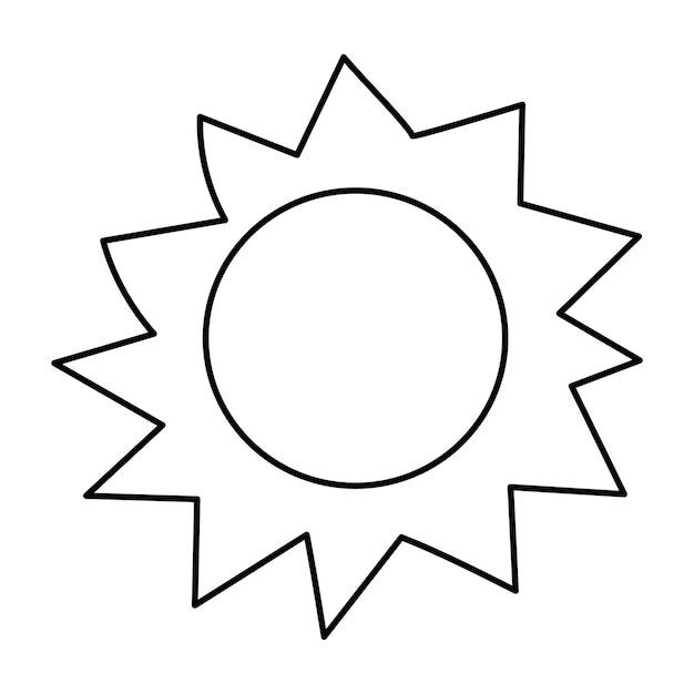 sol cálido brillo vacaciones de verano línea garabatos libro de colorear ilustración vectorial