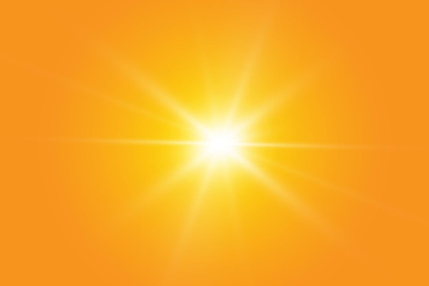 Sol cálido sobre un fondo amarillo. Rayos solares leto.bliki fondo amarillo anaranjado.