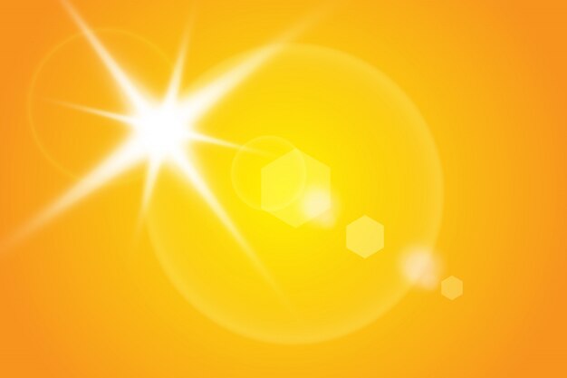 Sol cálido sobre un fondo amarillo. Rayos solares leto.bliki