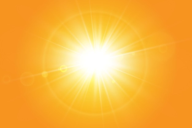 Sol cálido sobre un fondo amarillo Rayos solares Letobliki