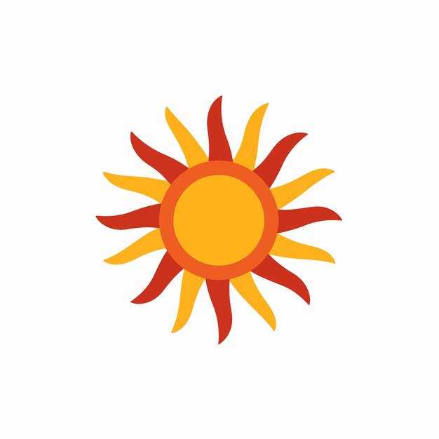 Un sol colorido con un sol amarillo y naranja sobre un fondo blanco.