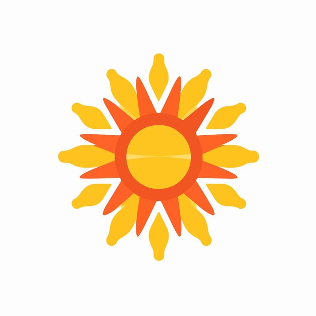Un sol colorido con un sol amarillo y naranja sobre un fondo blanco.