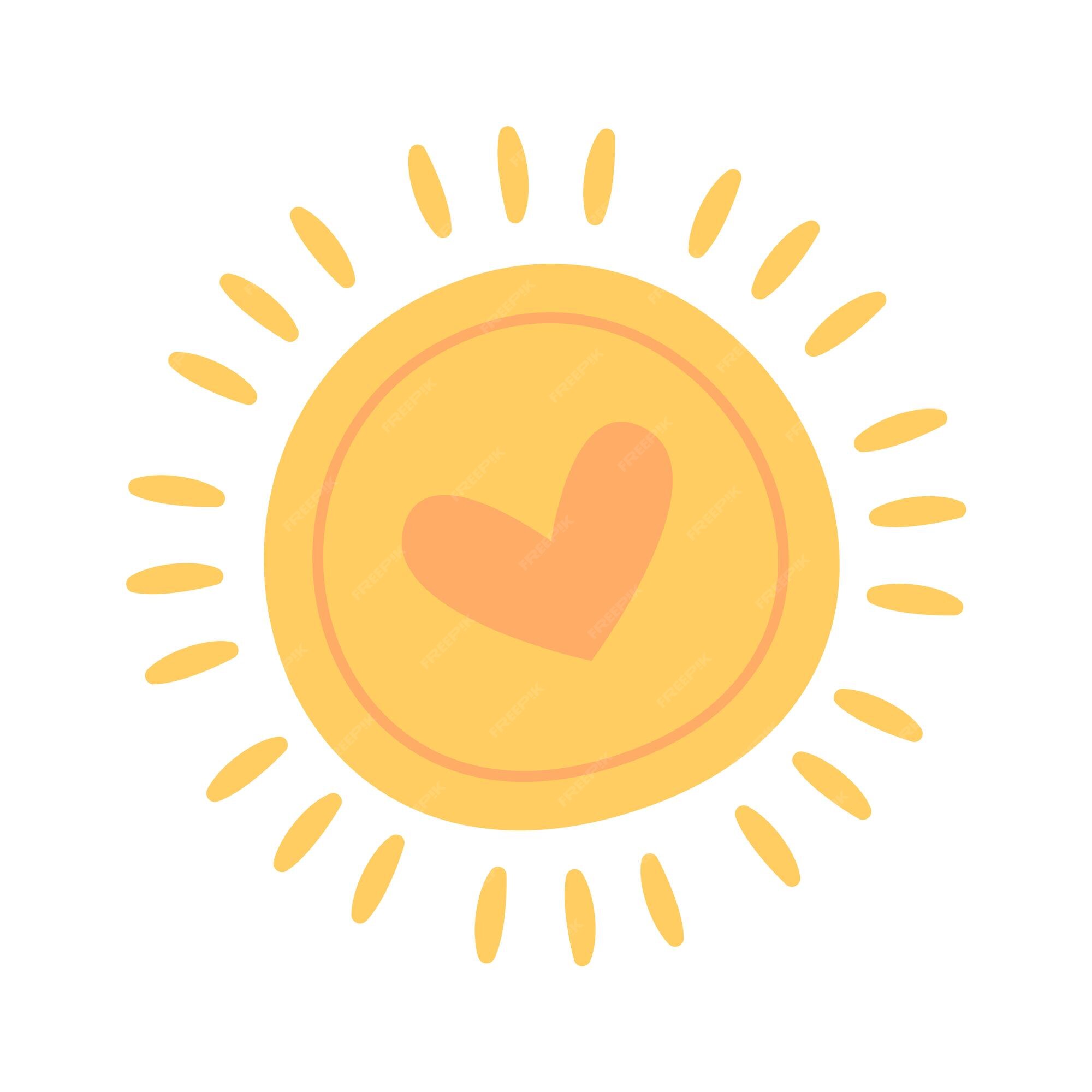 Sol con el corazón | Vector Premium