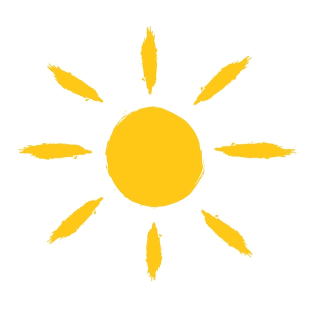 Sol dibujado a mano Clipart grunge vectorial aislado sobre fondo blanco