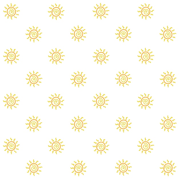 Sol dibujado a mano Vector de patrones sin fisuras