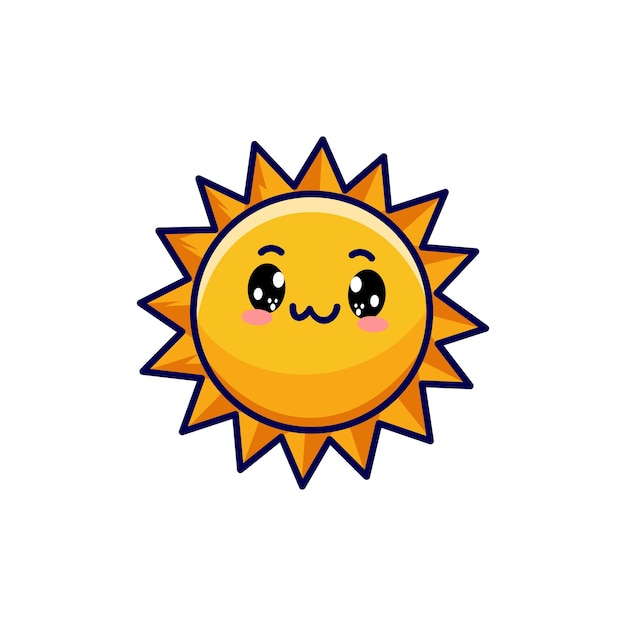 el sol de dibujos animados con el arte kawaii lindo