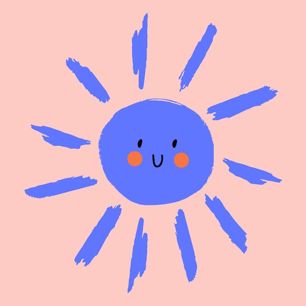 Vector un sol de dibujos animados con una carita sonriente.