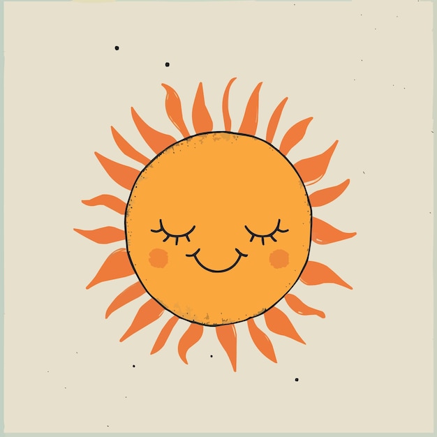 un sol de dibujos animados con los ojos cerrados y un vector de sonrisa