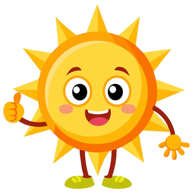 un sol de dibujos animados con un sol amarillo y un fondo blanco