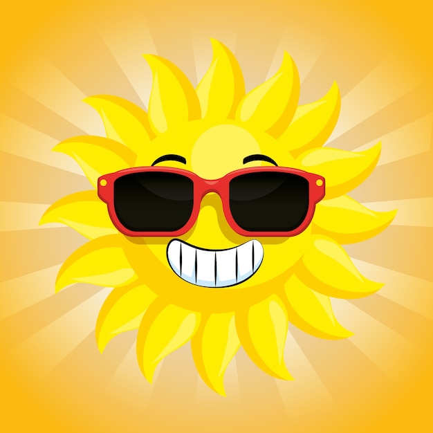 sol con diseño de ilustración de vector de personaje de gafas de sol