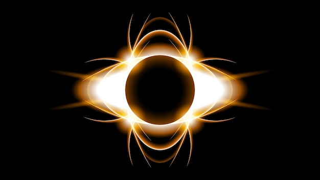 Sol eclipse fuego fondo oscuro vector luna diseño estilo espacio ciencia resplandor luz