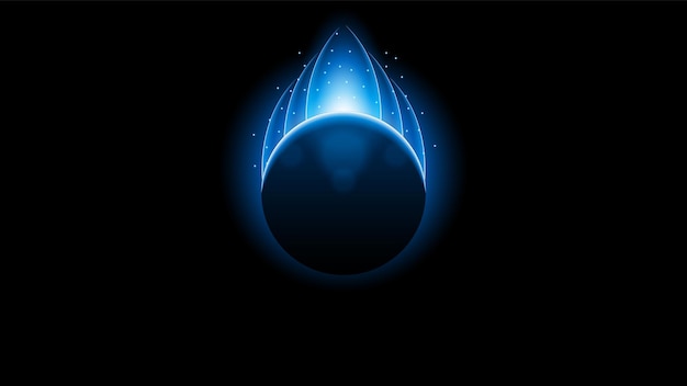 Sol Eclipse Fuego Fondo Oscuro Vector Luna Diseño Estilo Espacio Ciencia Resplandor Luz