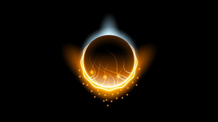 Vector sol eclipse fuego fondo oscuro vector luna diseño estilo espacio ciencia resplandor luz