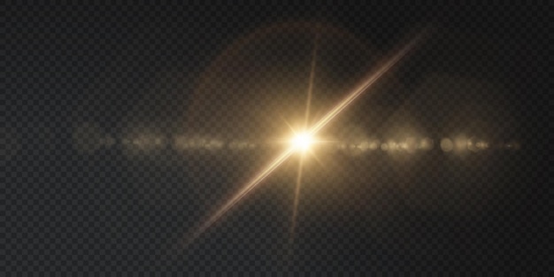 el sol está brillando con rayos de luz brillantes con reflejos realistas.