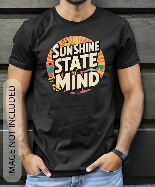 Sol estado de ánimo modelo de diseño de camiseta de verano