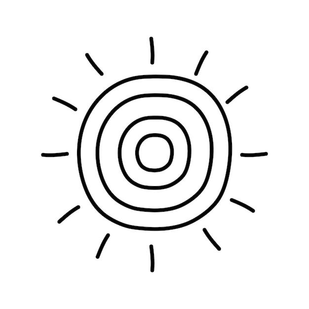 Sol en estilo doodle Vector aislado en fondo blanco