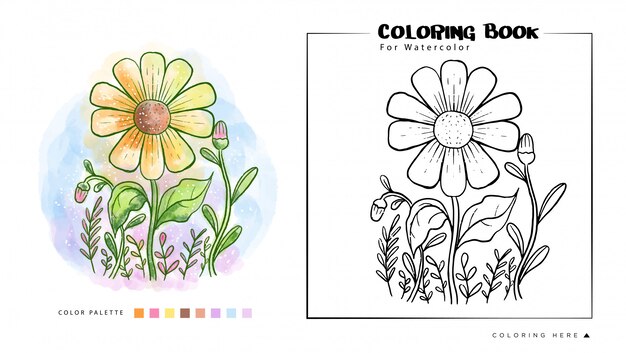 Sol Flor Pintura A La Acuarela Ilustración