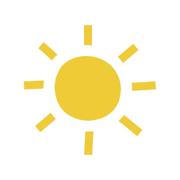 Sol en formas simples de ilustración de vector de estilo plano de moda