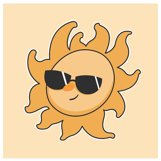 Sol fresco con gafas de sol Ilustración vectorial adhesiva