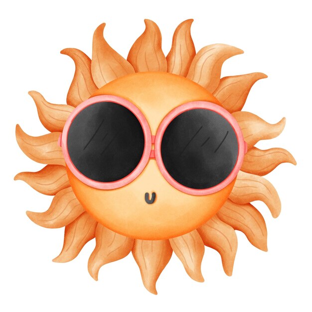 un sol con gafas de sol y una cara que dice gafas de protección