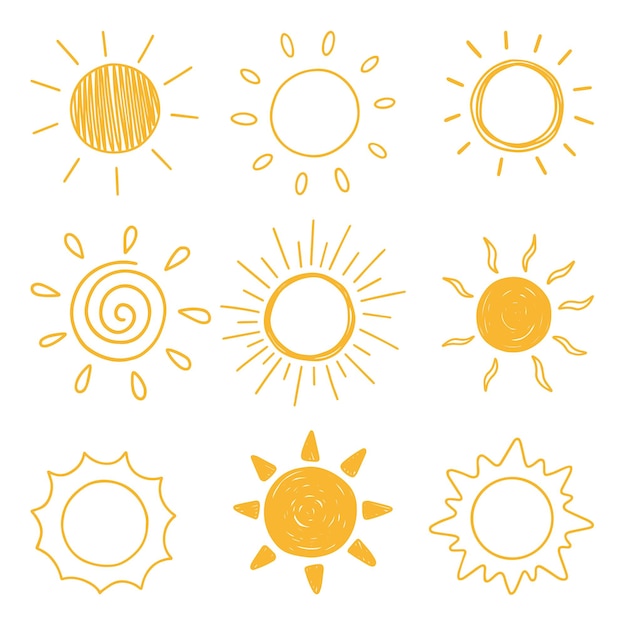 Sol garabato Ilustración de vector dibujado a mano