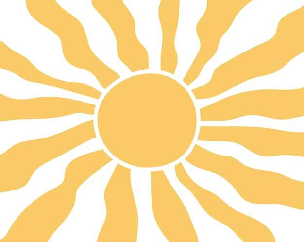 Sol groovy retro fondo horizontal ondulado sol retro y estilo vintage años 60 años 70 años de moda