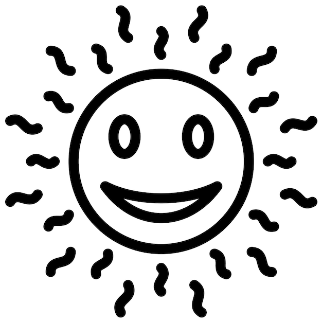 Sol con icono vectorial de la cara Ilustración del conjunto de iconos estacionales