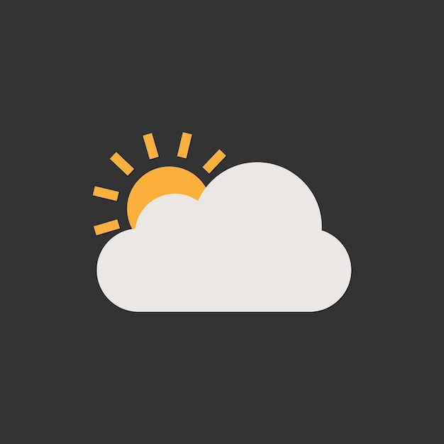 Sol con ilustración vectorial de nubes icono plano de sol nublado