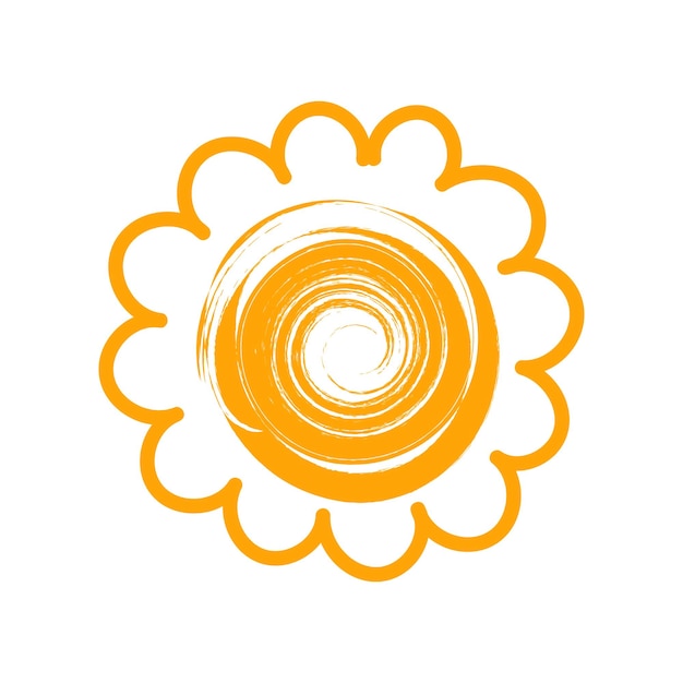 Sol lindo dibujado a mano en estilo garabato Icono de sol de pincel grunge aislado sobre fondo blanco Vector