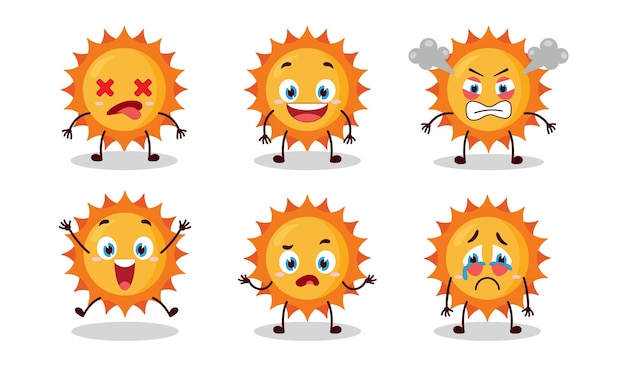 sol lindo con muchas expresiones diseño ilustración