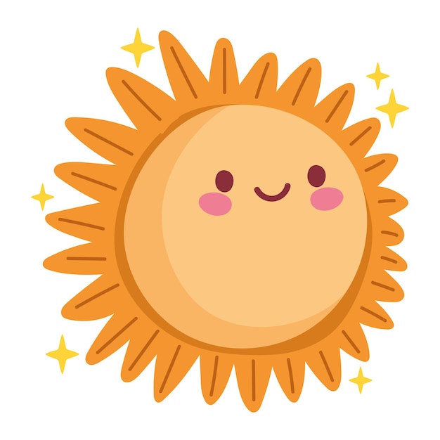 el sol lindo personaje de primavera icono aislado