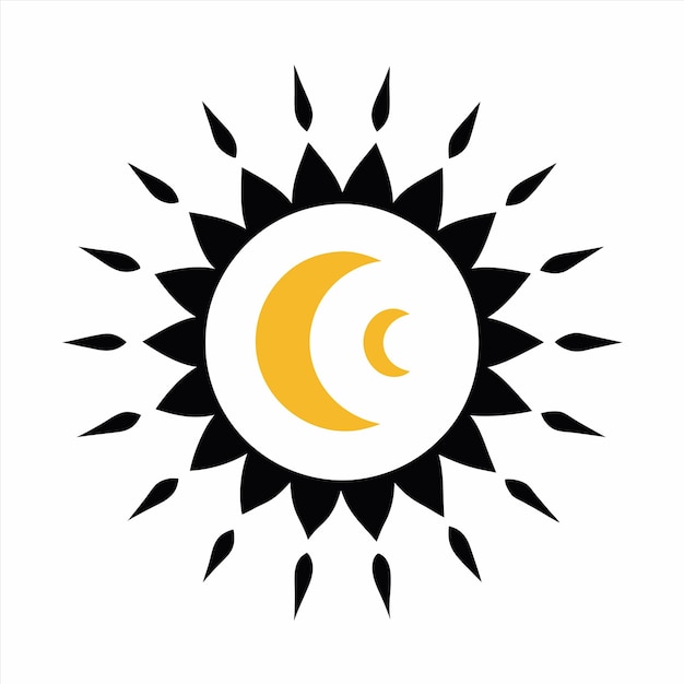 un sol y una luna están en un círculo con la luna en el centro