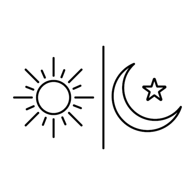 Vector sol y luna icono de día y noche aislado sobre fondo blanco ilustración vectorial