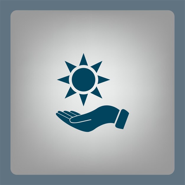 El sol en la mano es un símbolo Ilustración vectorial en un fondo gris Eps 10