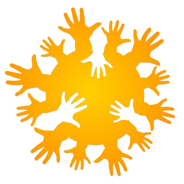 Sol con las manos de los niños