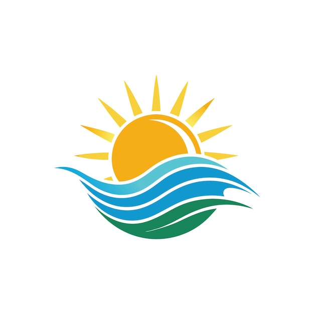 un sol y el mar está en un fondo blanco