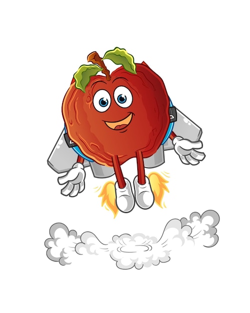 Sol con mascota jetpack. vector de dibujos animados