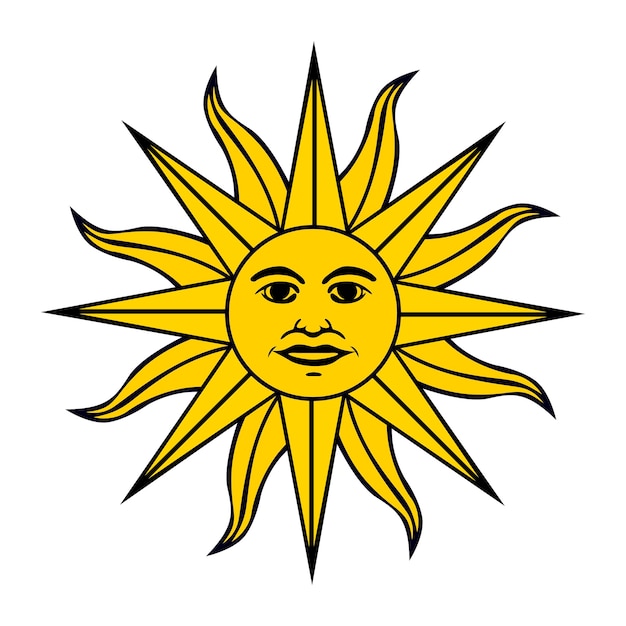 Sol de mayo en la bandera de Uruguay Ilustración vectorial
