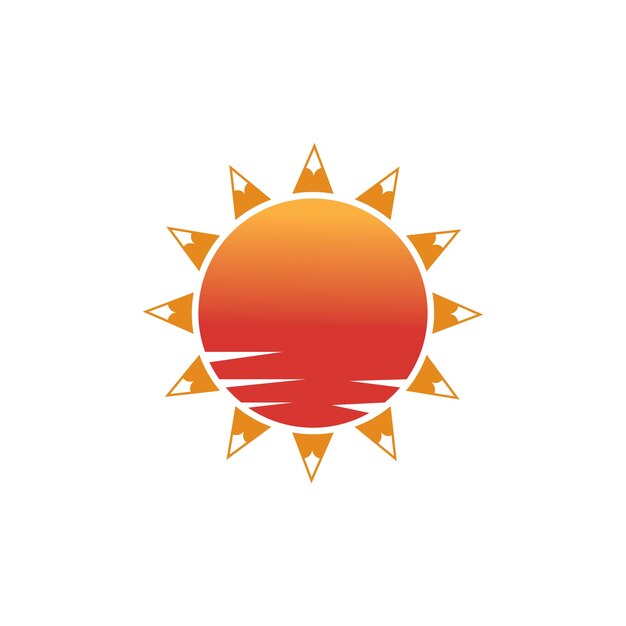 Sol naranja con el sol en la parte superior. Vector Premium