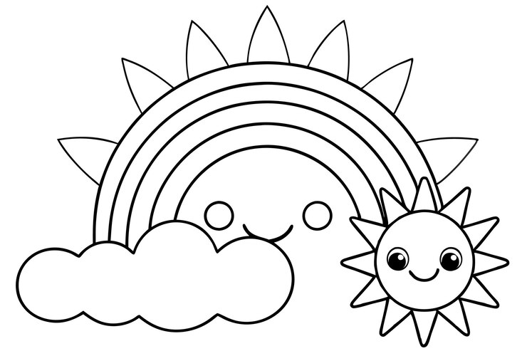 Vector un sol y nubes con sol y sol en ellos