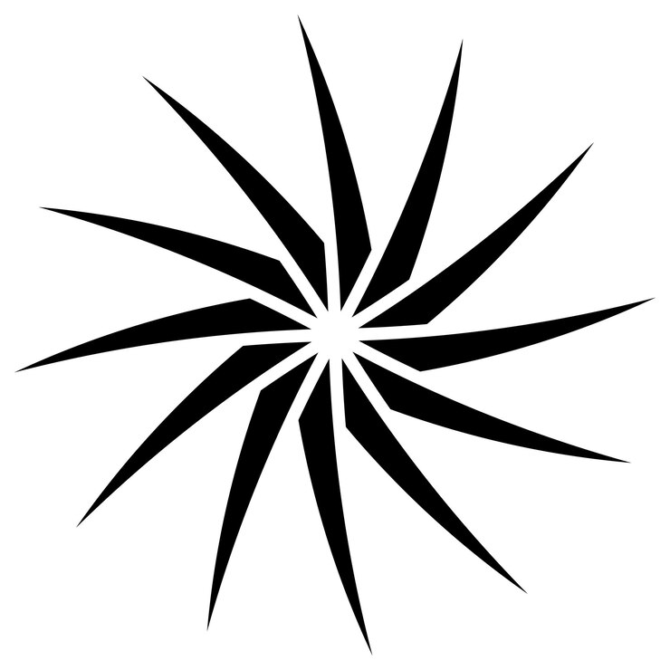 Vector sol, o, flor, forma, silueta, aislado, blanco, circular, forma, con, pétalos clipart