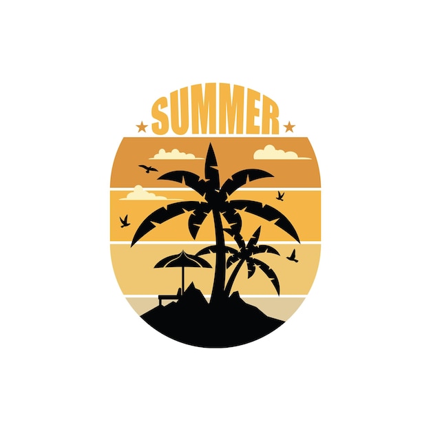 un sol y una palmera están en una playa
