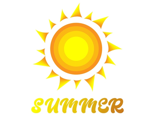 sol de playa de verano y logo de palmera